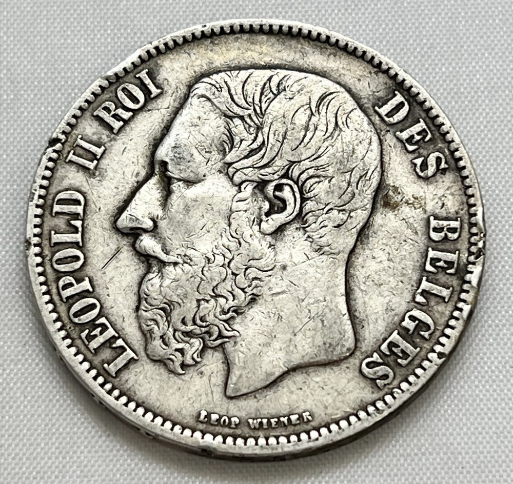 1874 Belgium Silver 5 Francs
