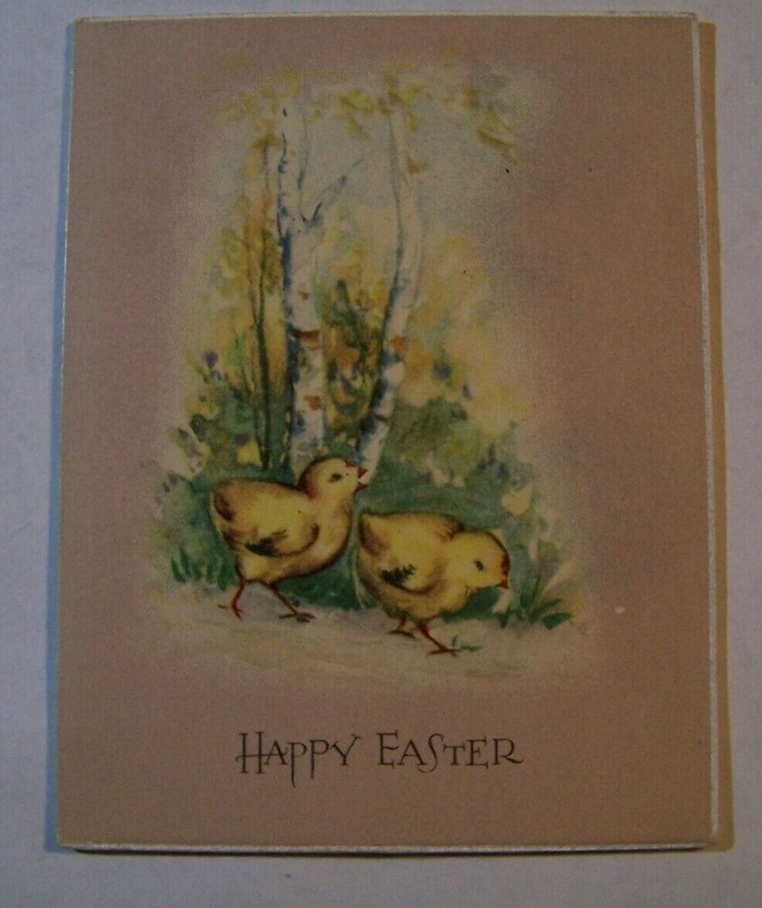 Vintage Happy Easter Card 2 Little Chicks