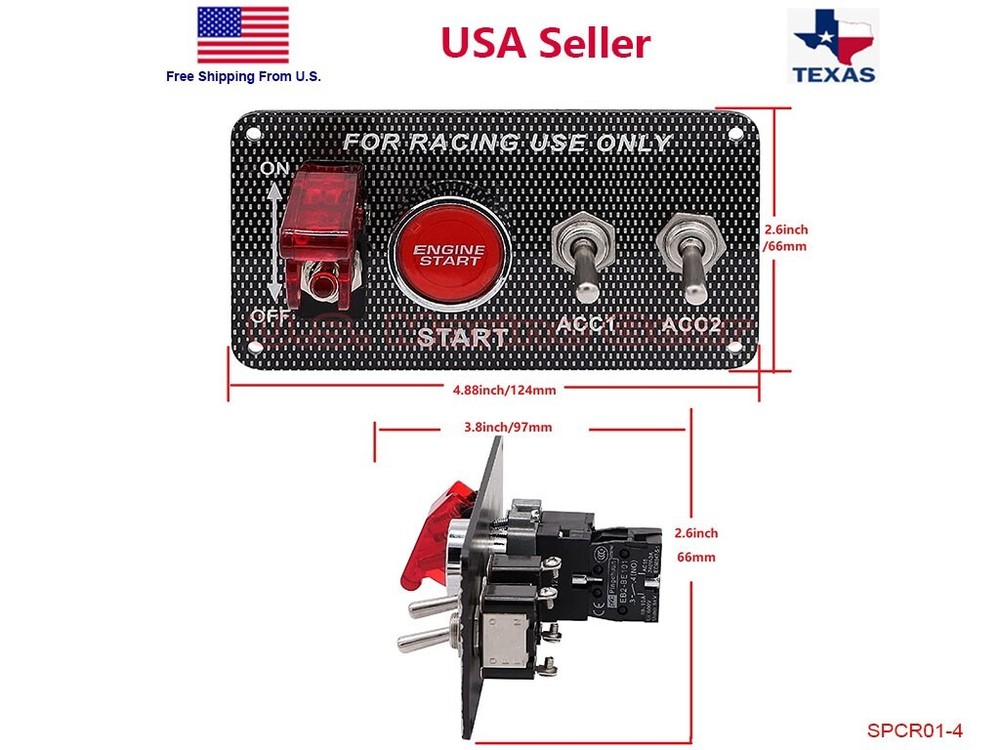 Racing Car 12V Ignition Switch Engine Start Push Button Toggle Panel