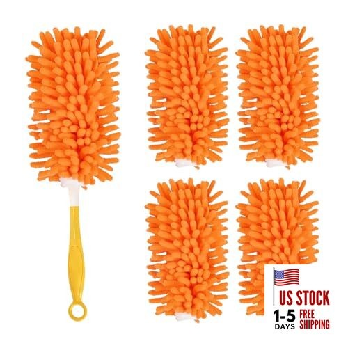 Reusable Duster Refill Compatible with Swiffer Hand Duster, 360 4 Pack (Orange)