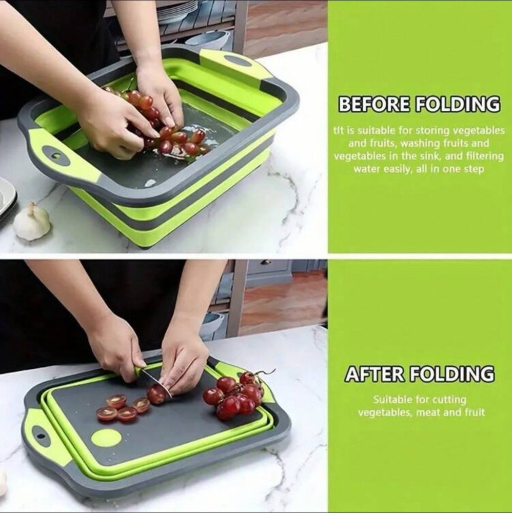 Fodable Cutting Board Built in Water Strainer