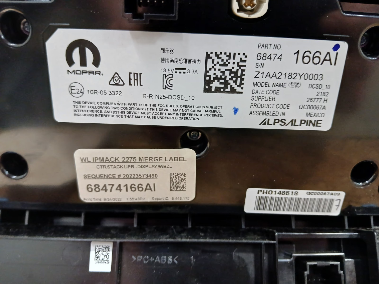 Info-GPS-TV Screen Display Center Console Fits 21-24 GRAND CHEROKEE 3150047