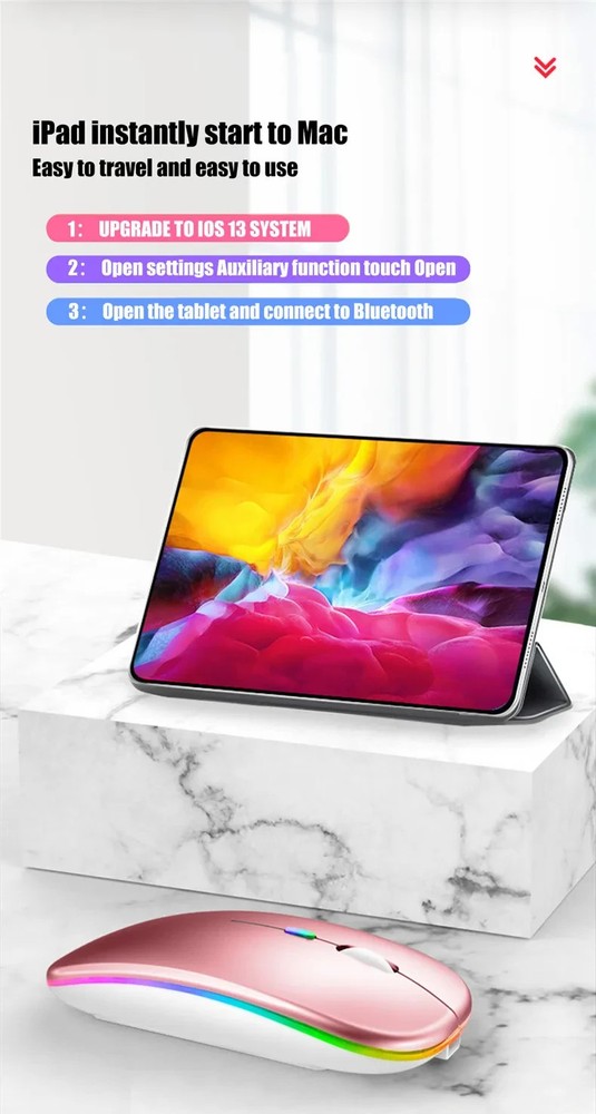 Wireless Mouse Rechargeable Silent LED Backlit Dual Mode 2.4G Bluetooth Optical