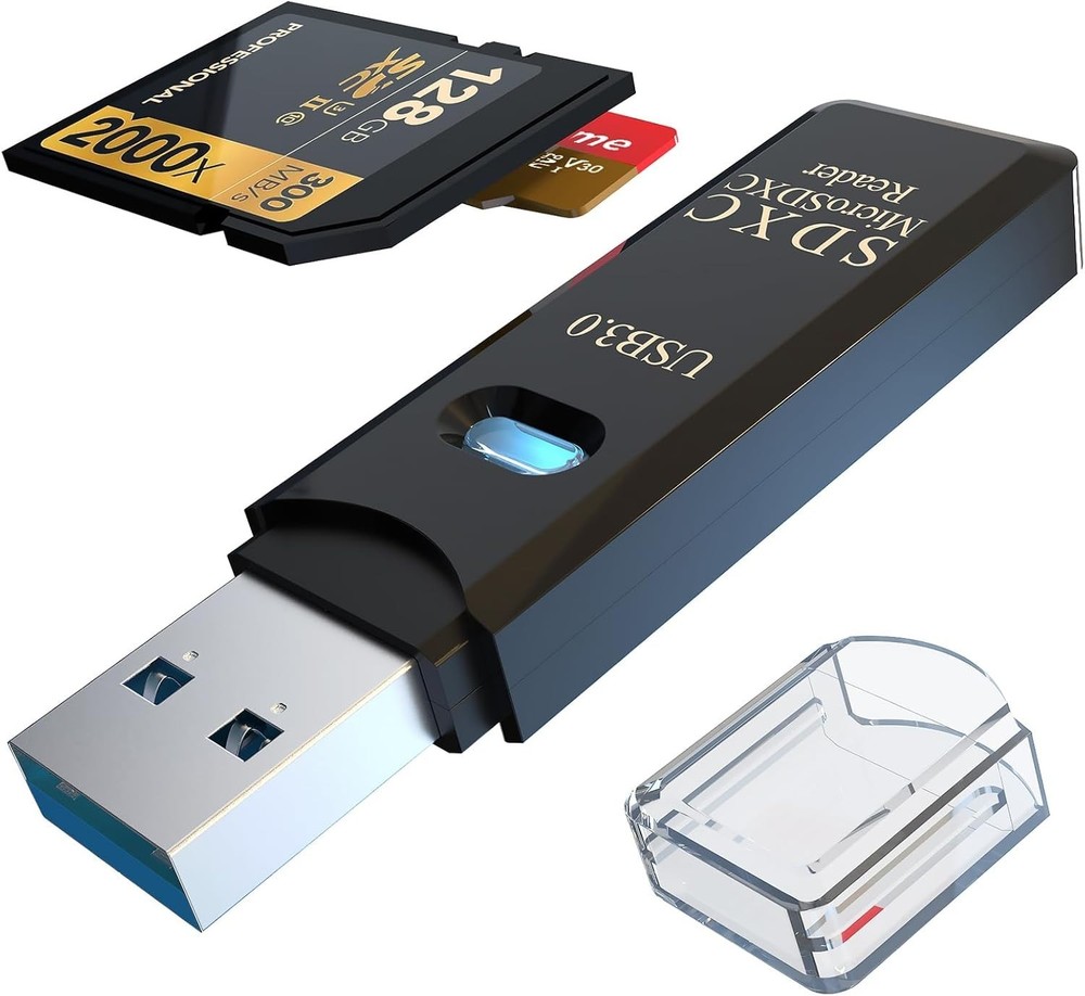 Compact USB 3.0 Micro SD Card Reader with Dual Slots for Quick Transfers