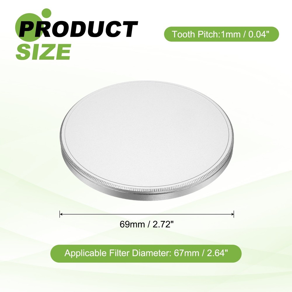 67mm Metal Lens Cap Universal Lens Filter Stack Cap Slim Stack Silver