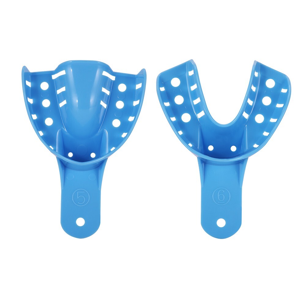 1 Set Blue Plastic Dental Autoclavable Impression Trays Material Upper Lower