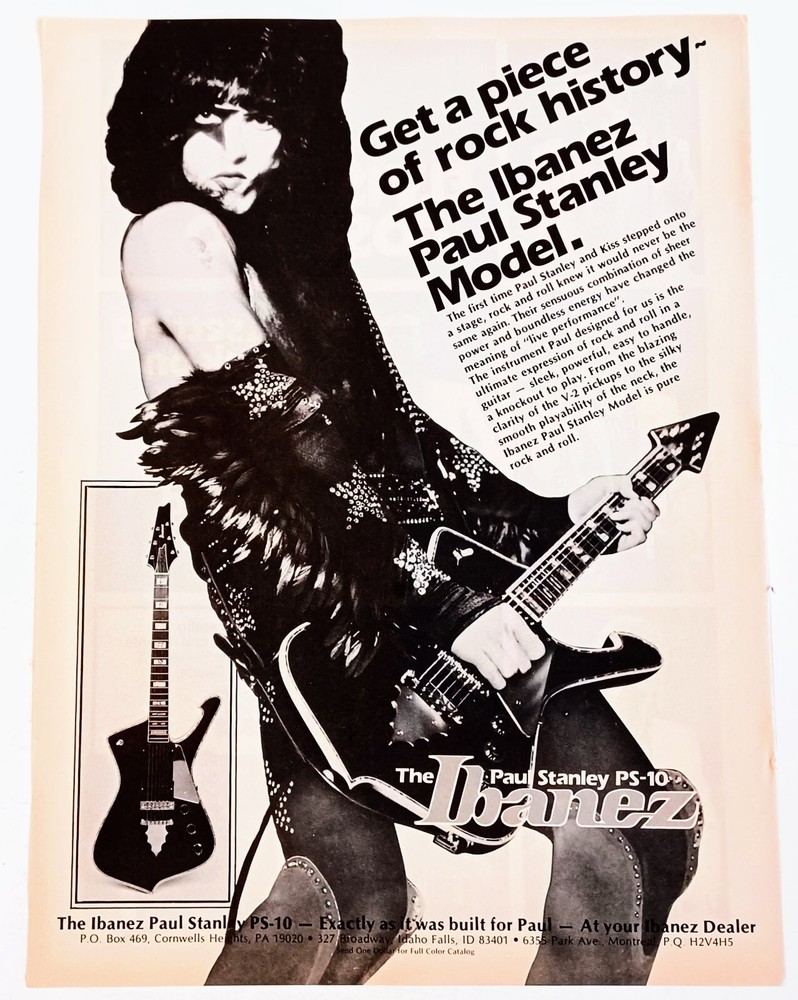 IBANEZ GUITARS~KISS PAUL STANLEY MODEL PS-10~1979 PROMO PRINT AD POSTER PINUP