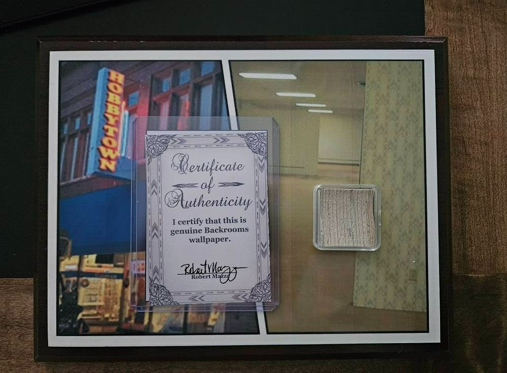 The Backrooms Authentic Wallpaper Plaque with Certificate of Authenticity