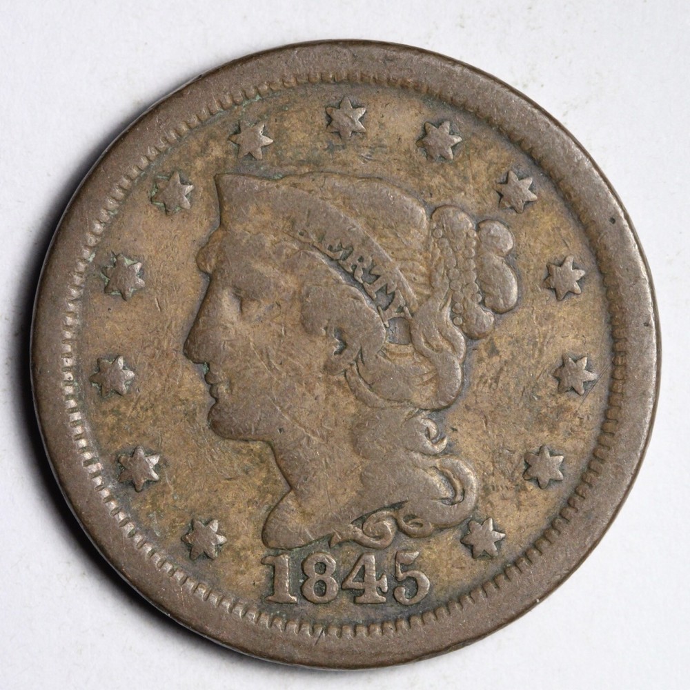 1845 Braided Hair Large Cent CHOICE FINE E194 JSCQ