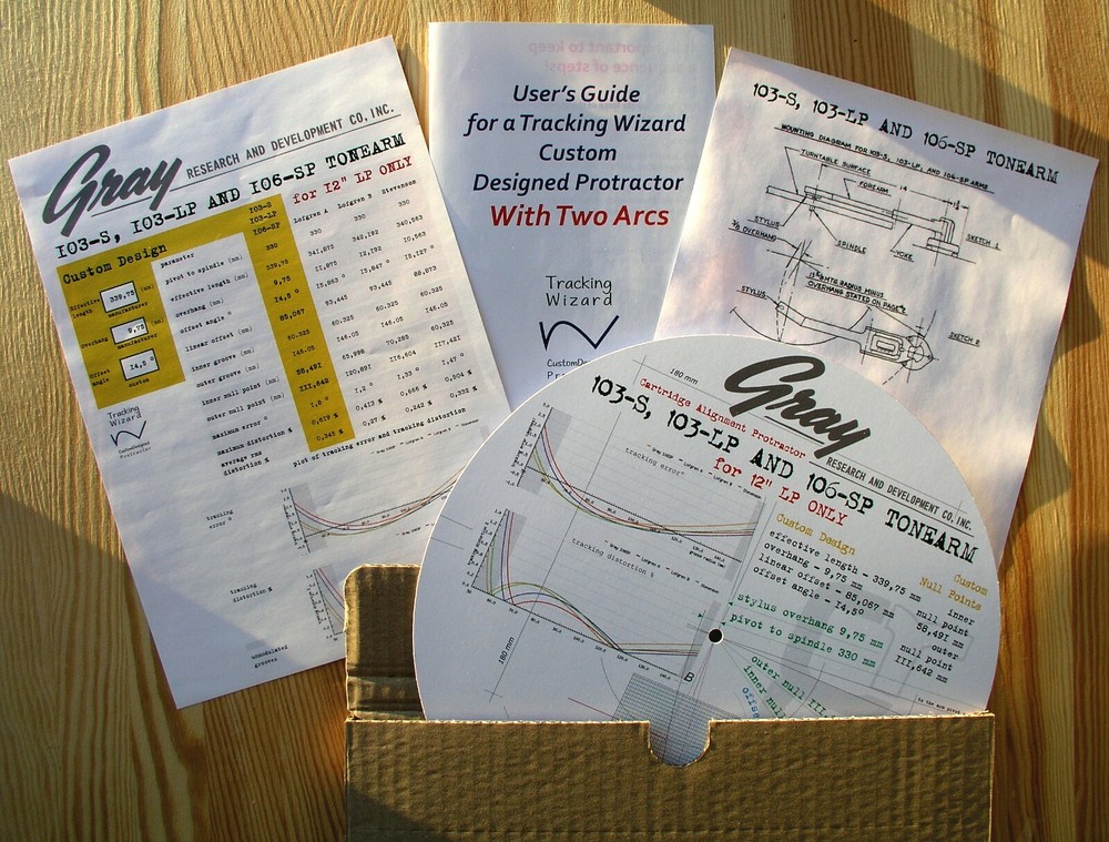 Gray Research 103-S/103-LP & 106-SP Custom Designed Tonearm Alignment Protractor