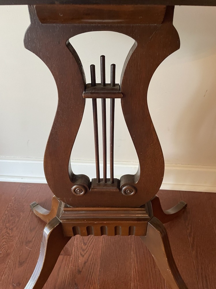 Vintage Lyre Harp Base Accent 25” High Table