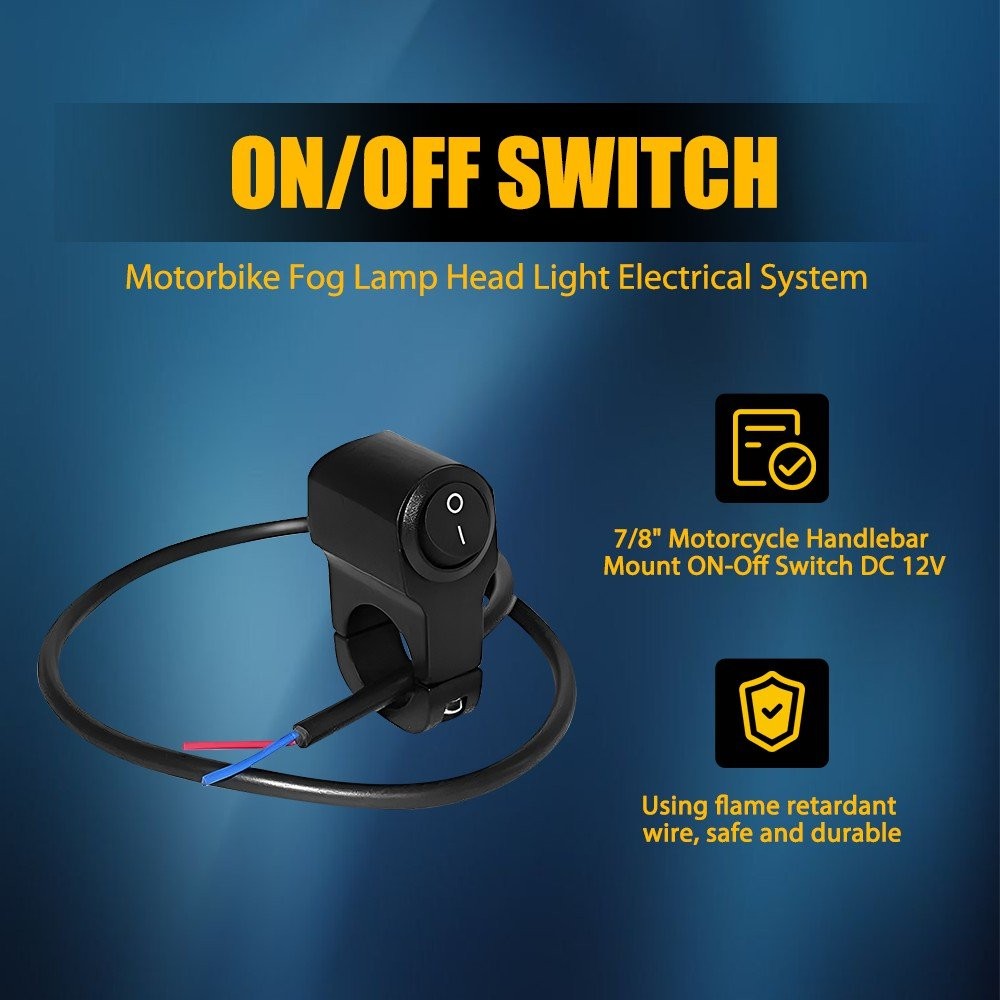 Handlebar Switch Plug and Play Button Push ON OFF Swithces Fits For 7/8" Handle