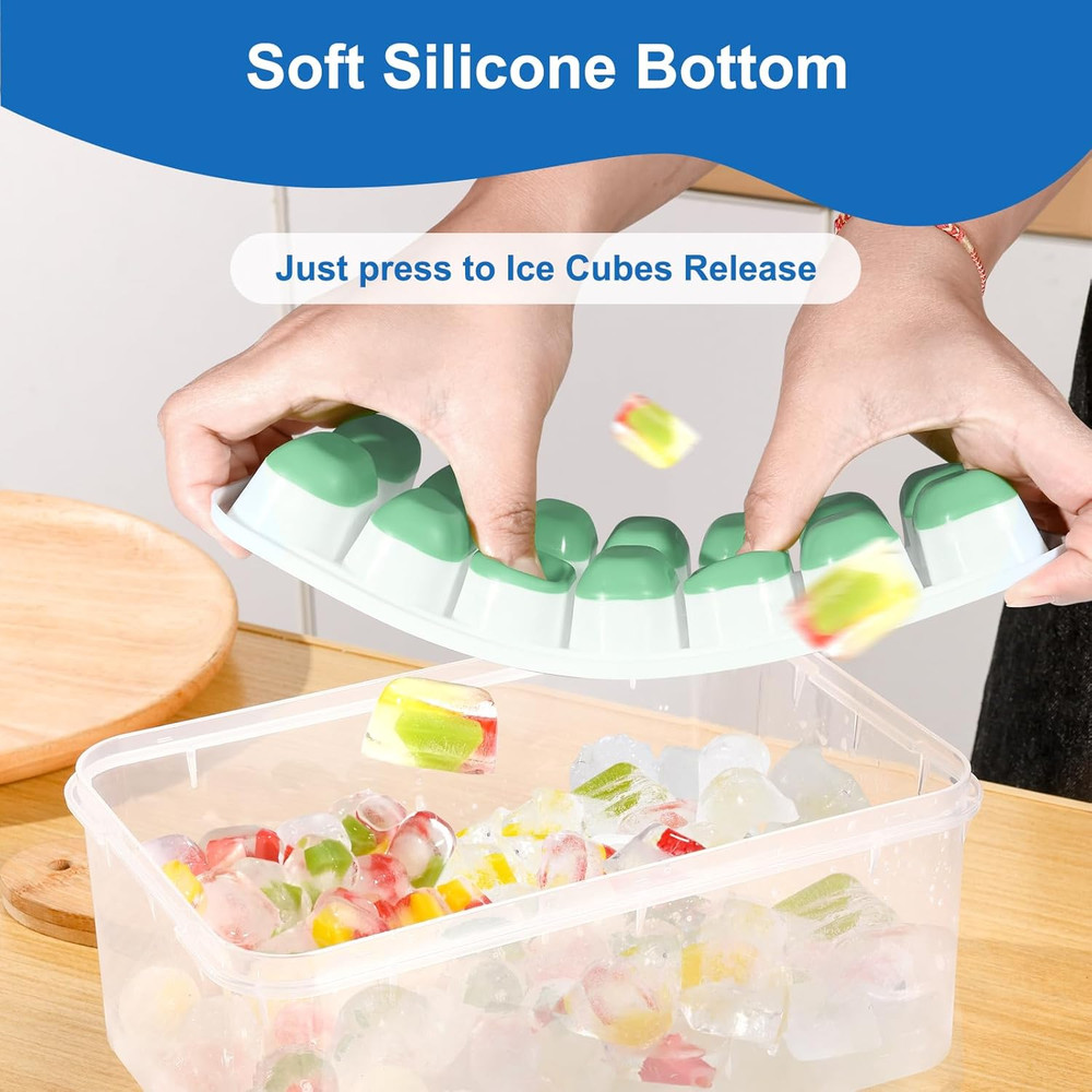 3-Pack Silicone Ice Cube Trays with Lids – Easy-Release, Stackable, BPA-Free for