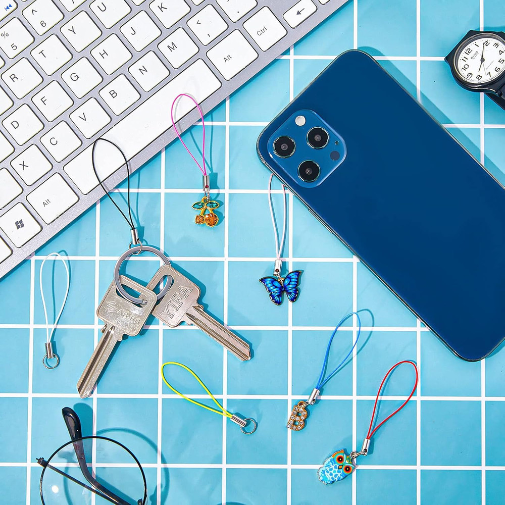 200 Pcs Phone Charms Strap Kit, Cell Phone Split Ring Strap, Keychains String...