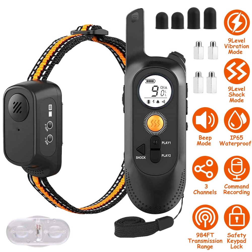 Pet Dog Vibration Shock Training Collar Rechargeable Remote Control Waterproof