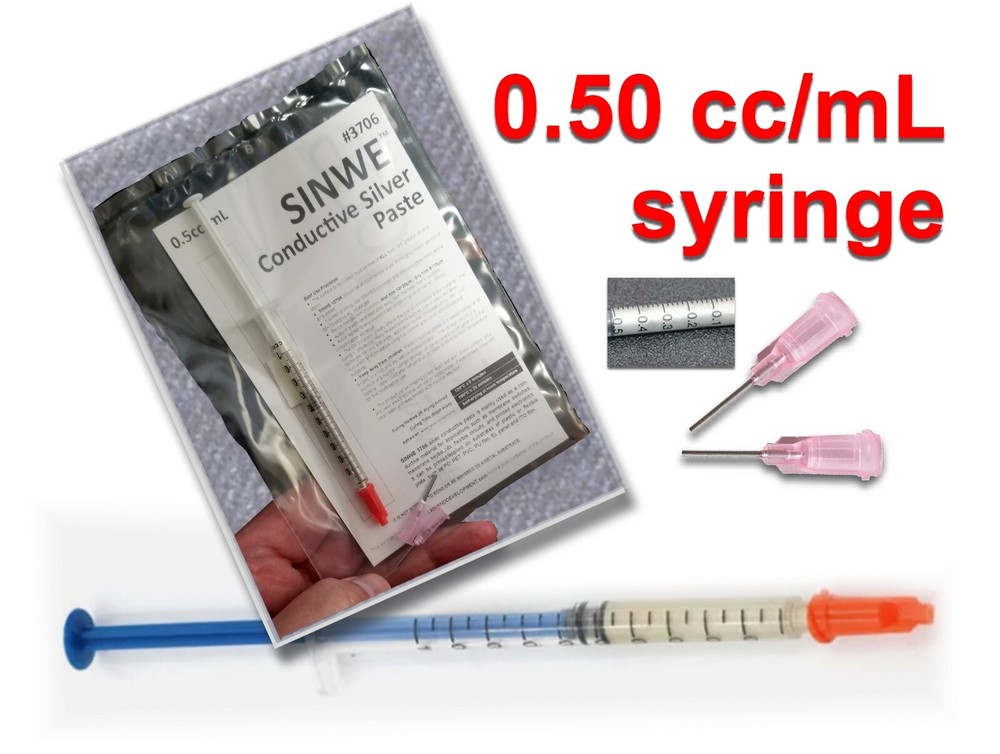 SINWE Silver Conductive Paste - PCB repair, SMD mounting - 0.5cc/mL syringe
