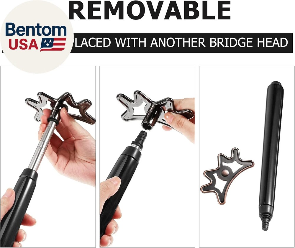 Retractable Pool Bridge Stick - Billiards Accessories Cue Bridge with Removable