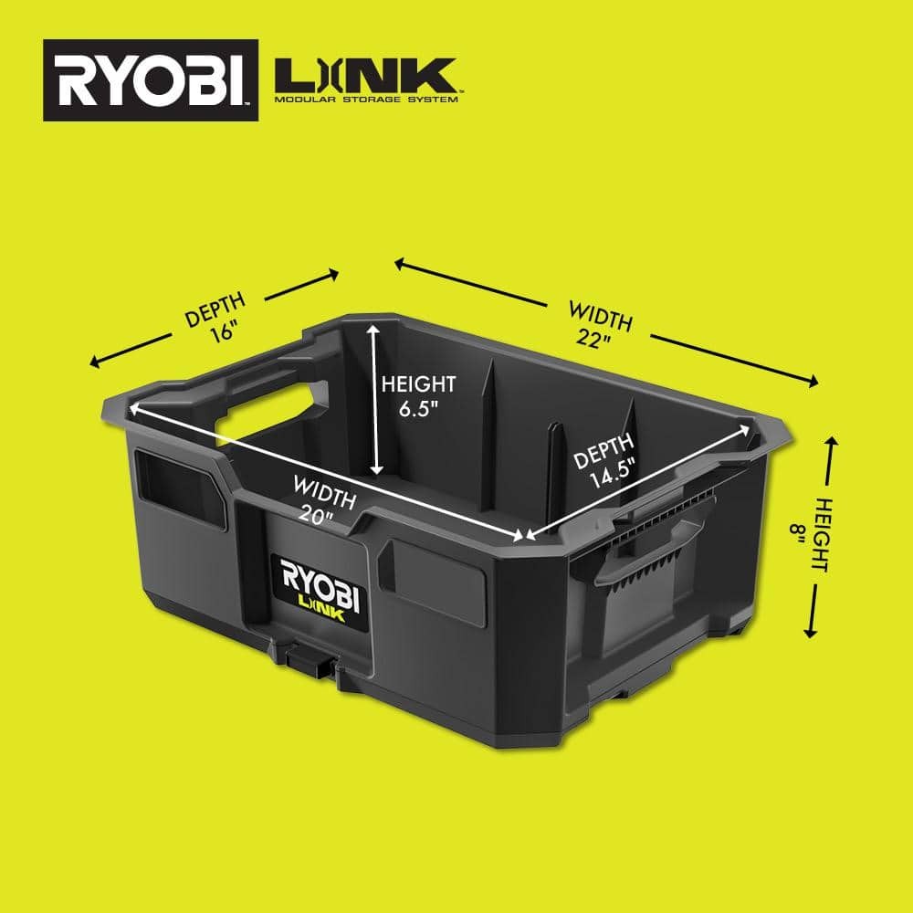 RYOBI Tool Crate LINK Stackable Storage Box 50lb Load Modular Impact Resistant