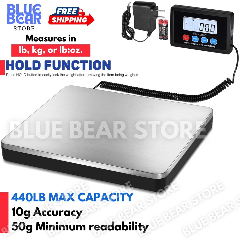 440lb Digital Shipping Scale Postal Scale Floor Platform Battery & AC/DC Adapter
