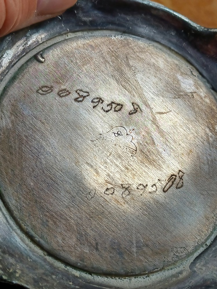 Silver On Copper Tea Set Hallmark At Bottom 5 Pieces