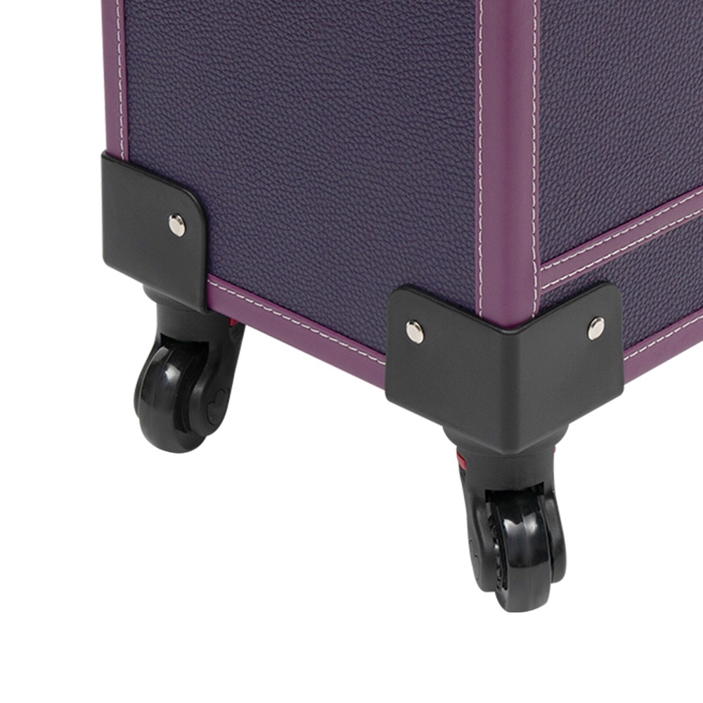 Makeup Train Case Professional Rolling Cosmetic Case with Mirror Travel Trolley