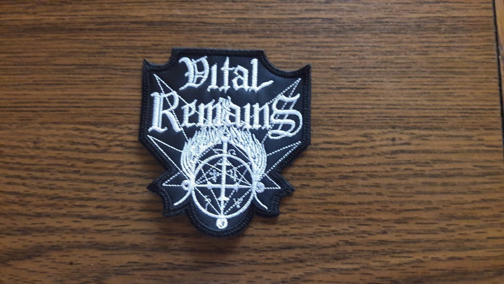 VITAL REMAINS,SEW ON WHITE EMBROIDERED PATCH