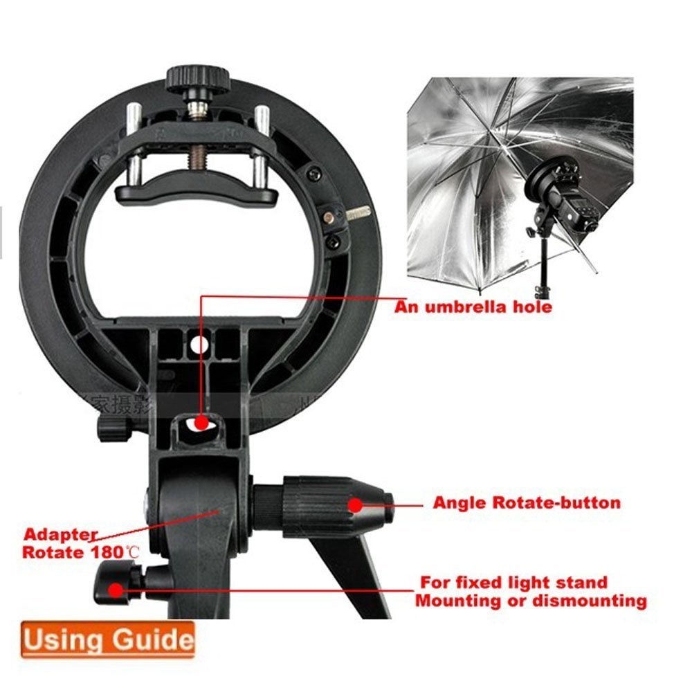 S Type Bracket Bowens Mount Holder for Speedlite Flash Snoot Softbox Beauty D...