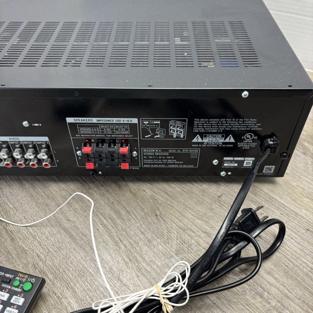 Sony STR-DH190 Stereo Receiver 2 channel Phono Inputs Bluetooth, Remote Bundle