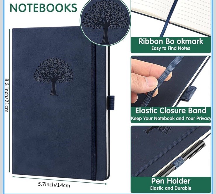 5.7 X 8" Leather Journal Lined 160 Pages Diary Notebook & Matching Pen Bundle 25