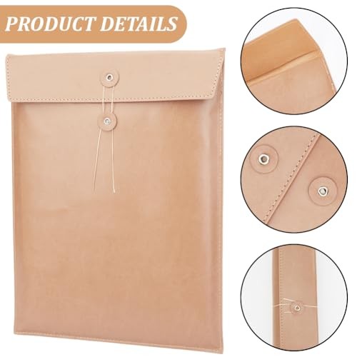 PU Leather Document Folder A4 File Holder with String Tie Light Brown