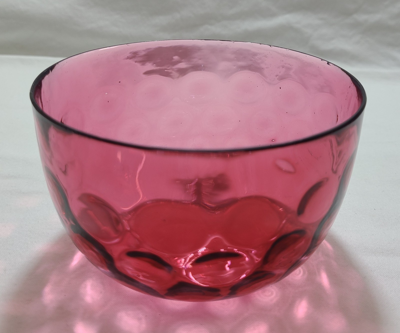 Antique Webster Silverplate Cranberry Thumbprint Glass Candy Dish Lid Victorian