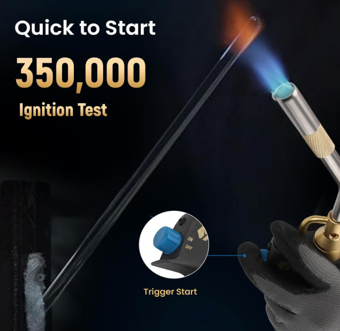 Propane Torch Head with Igniter, Adjustable Flame MAPP/Propane Gas Torch
