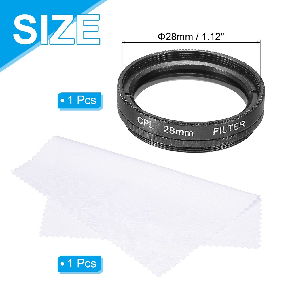 28mm Circular Polarizer Filter, Polarizing Filter with Cleaning Cloth