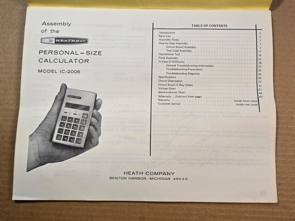 HEATHKIT IC-2006 Assembly Manual for Personal Calculator