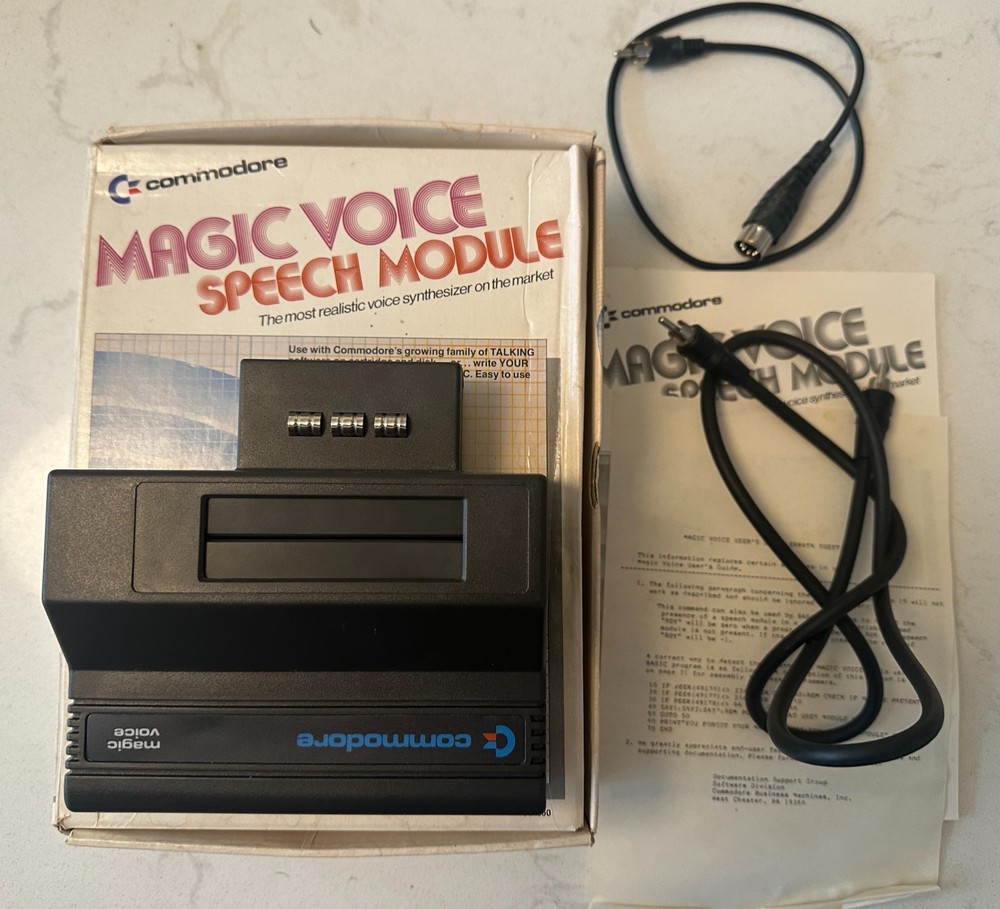 Magic Voice Speech Cartridge for Commodore 64 Vintage Computer RCA Cable TESTED!