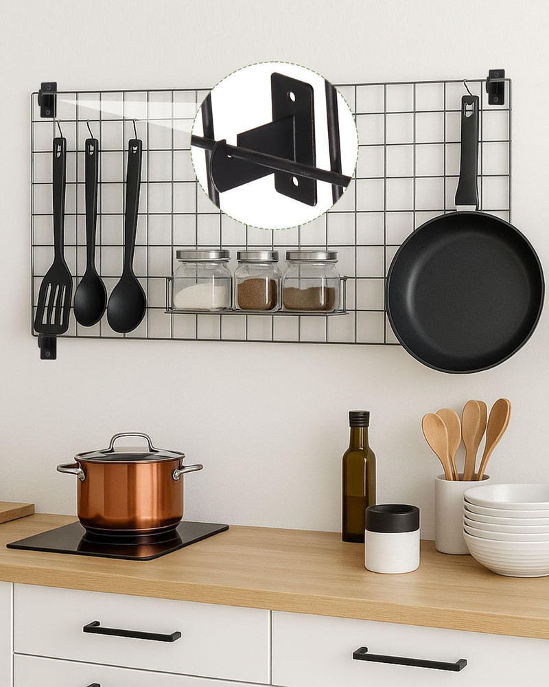 8 Pcs Gridwall Mount Brackets, Metal Grid Wall Panel Display Hooks with Screws,