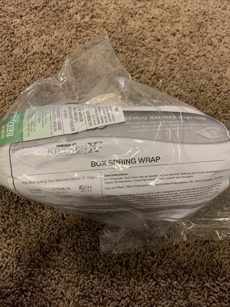 KiltronX Live Free Bedbug Control Box Spring Foundation Mattress Wrap Full