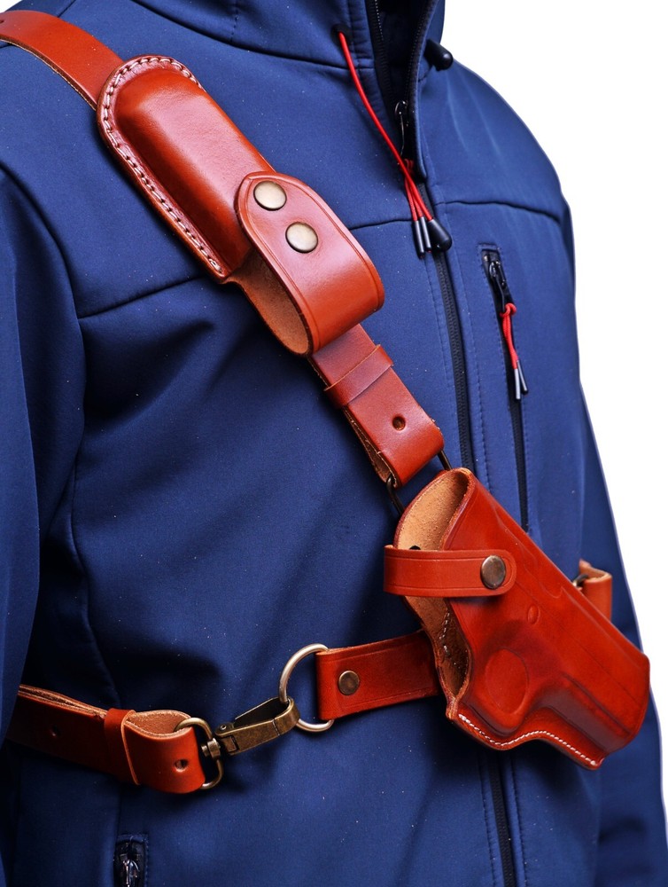 Leather Chest Holster For Desert Eagle - Genuine Leather - Handmade