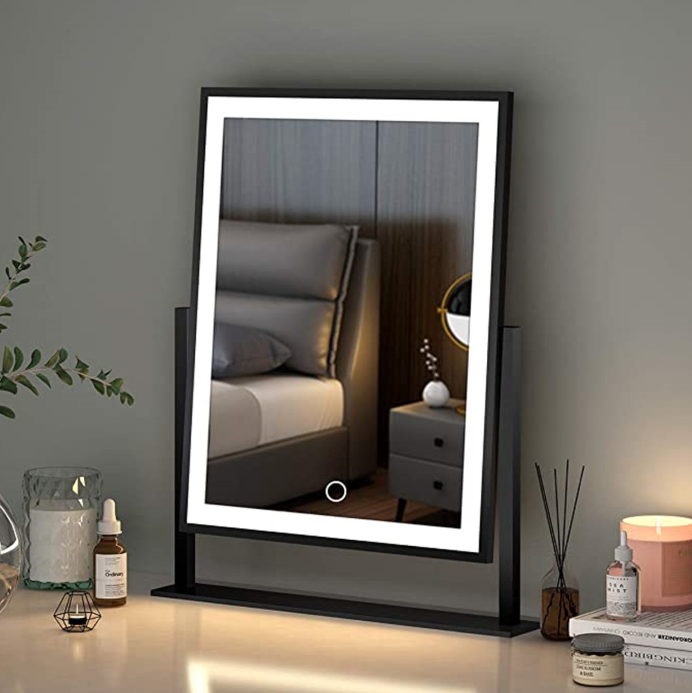 Makeup Vanity Mirror Smart Touch Control 3 Color Dimmable Light 360°rotation 16"