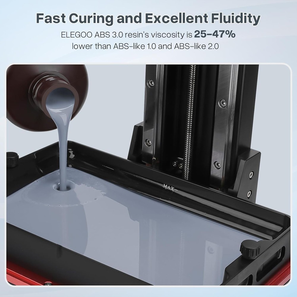 Fast Curing ELEGOO ABS-Like Resin 3.0 - Low Odor 3D Printing Solution 2000g