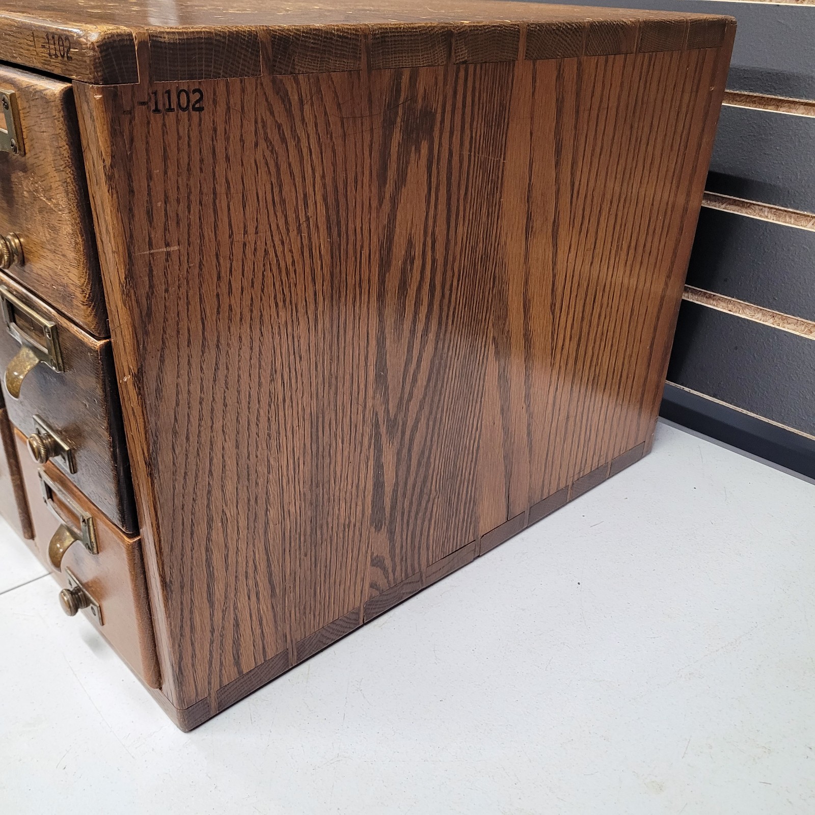 Vintage Remington Rand 6 Drawer Library Card Catalog File Cabinet Oak Solid