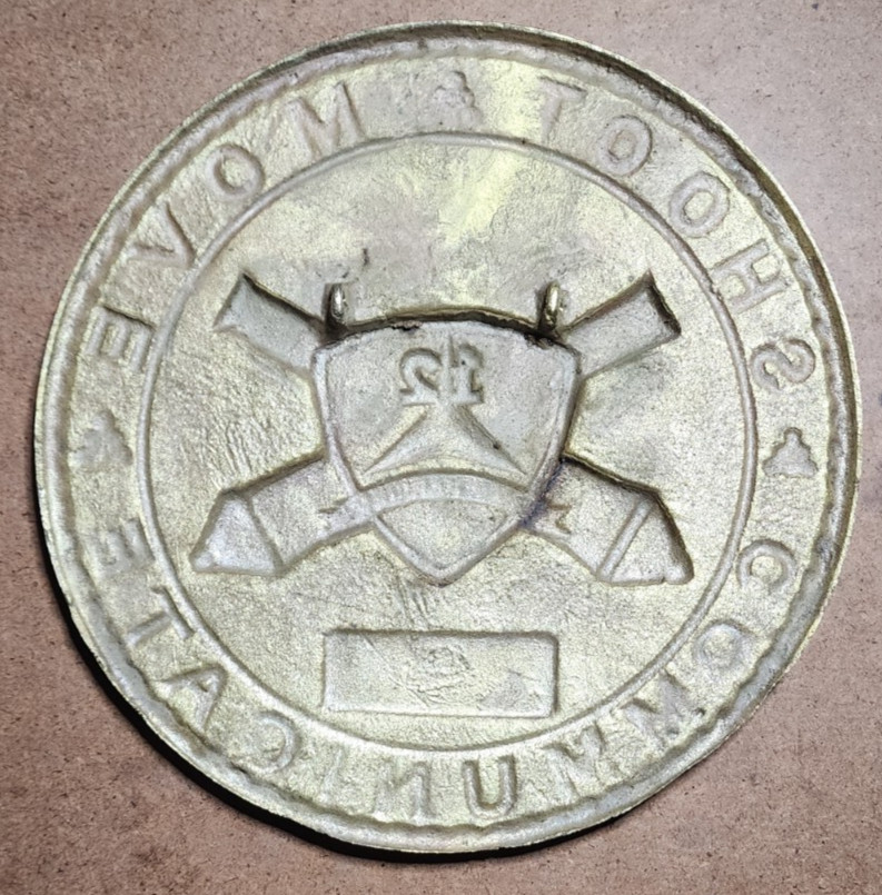 1985 USMC Brass Plaque - 12th MARINES 2/12 - Shoot, Move, Communicate