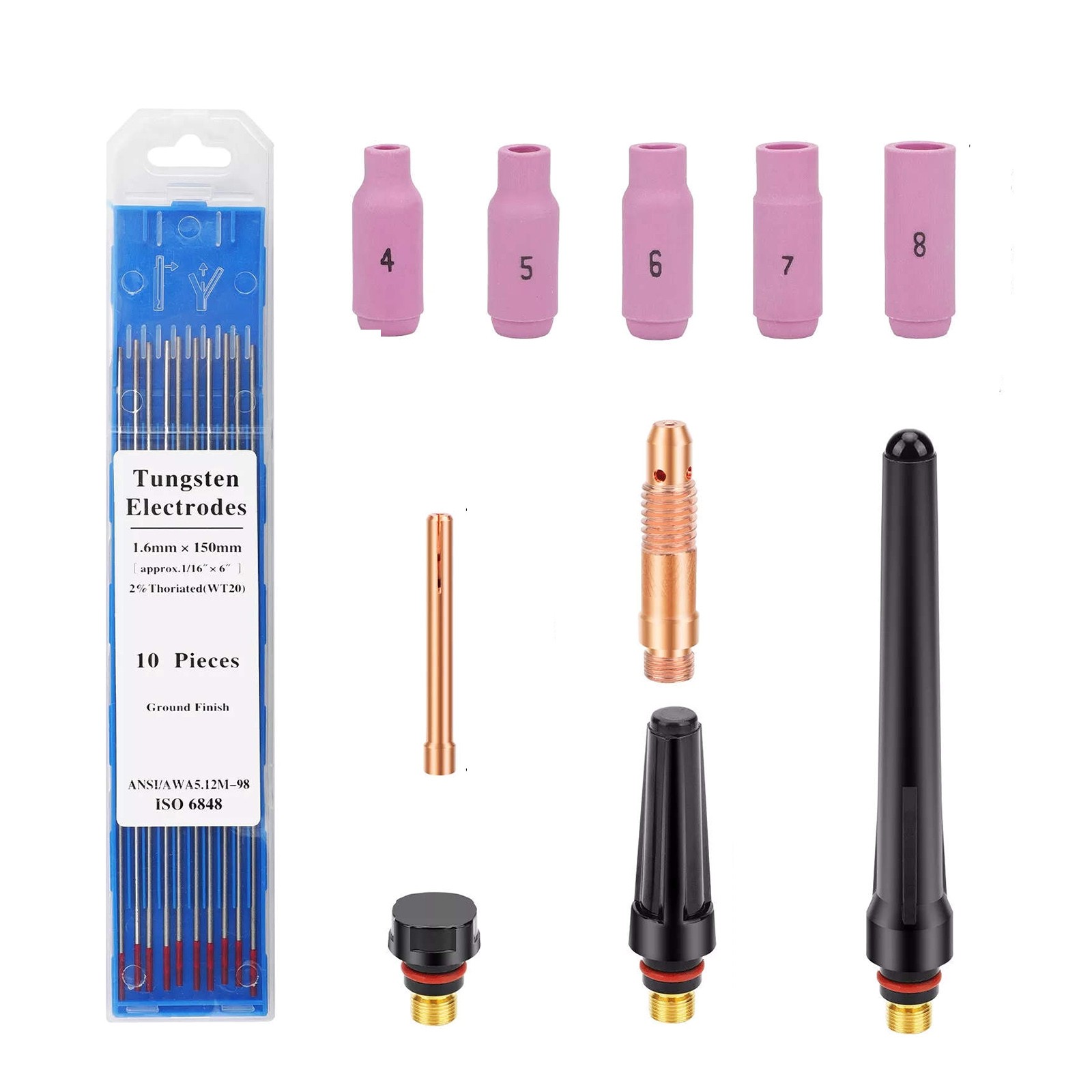 48PCS TIG Welding Torch Accessories Kit Nozzle Collets Body for WP-17/18/26 New