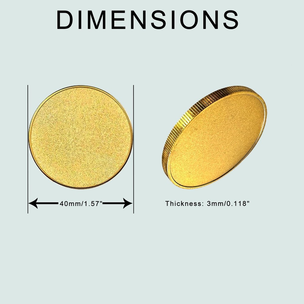 Solid Brass Blank Coins for Laser Engraving Blank Challenge Coins Bulk, Engravin