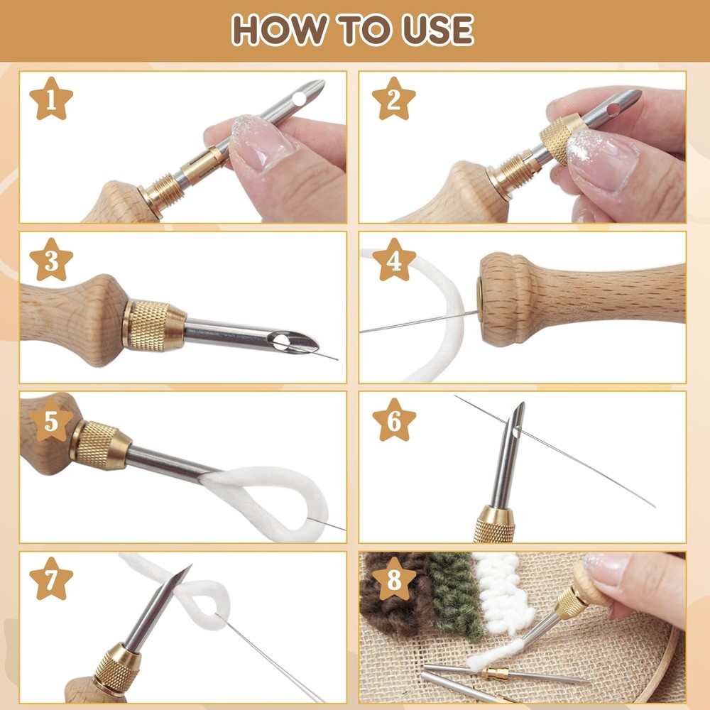 Punch Needle Kit with Storage Box,Adjustable Punch Needle Tool with 5 Differ...