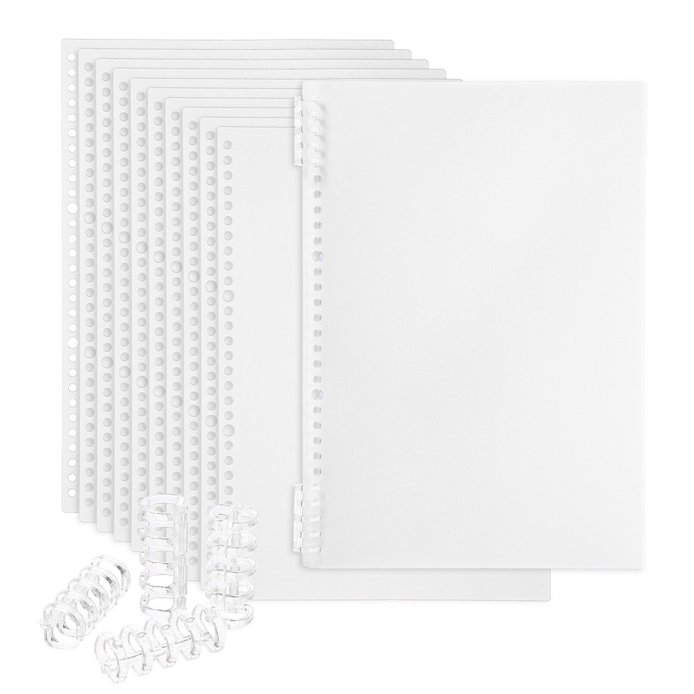 12 Pack A4 22 Mil Plastic Notebook Binder Covers with Binding Comb, White