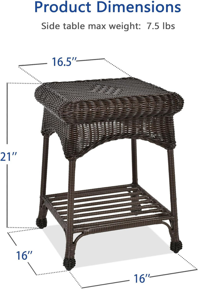 Outdoor Espresso Wicker End Table