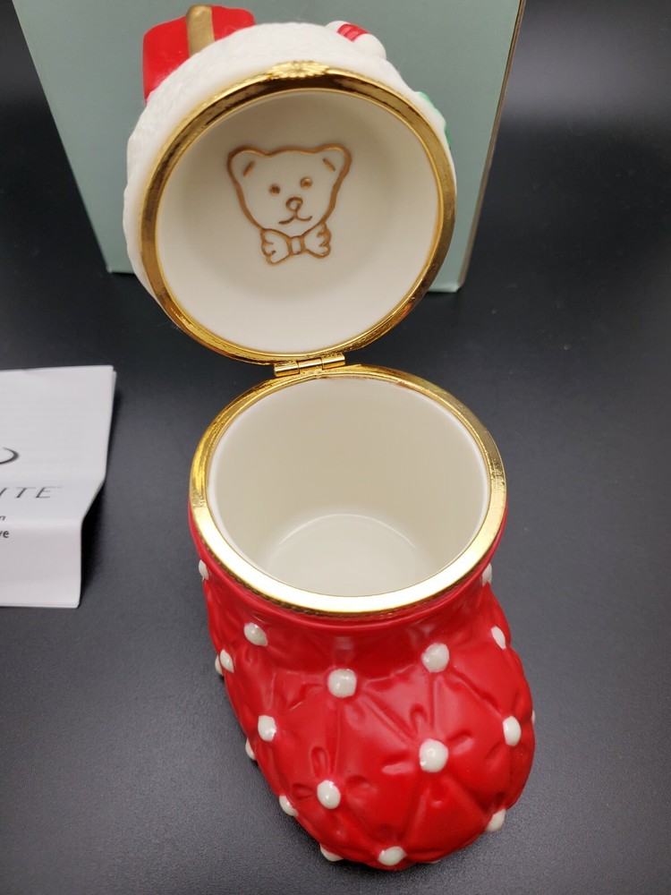 PartyLite - Stocking Gift Box - P7898 - Teddy Bear Trinket Box Tea Light Holder