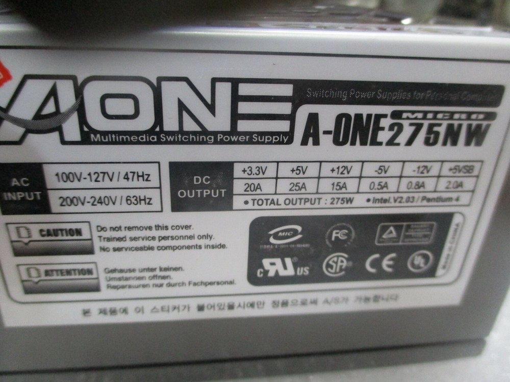 AOne Model: A-ONE275NW Multmedia Switching Power Supply