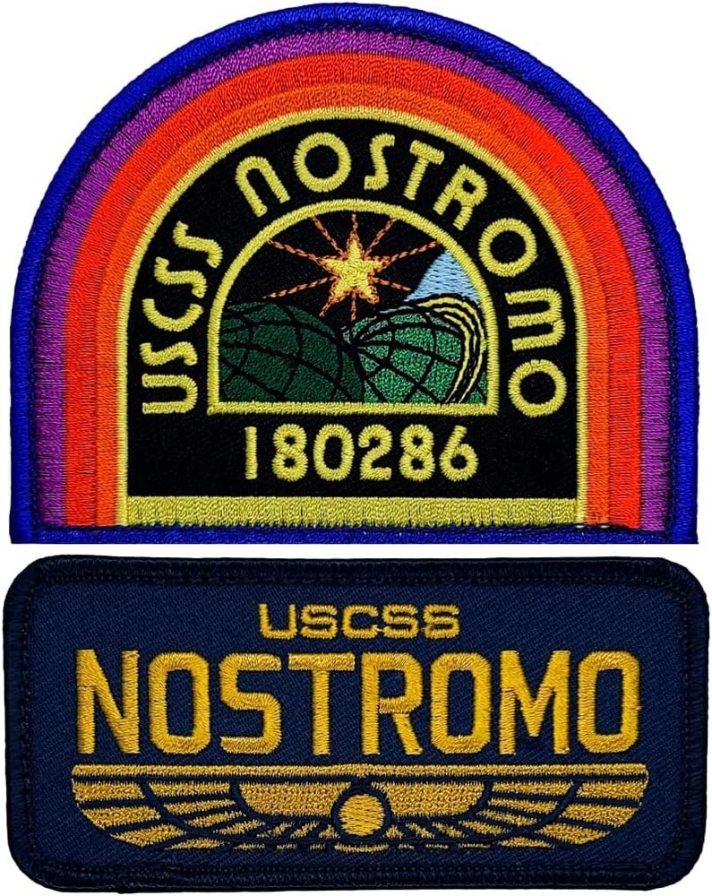 Alien U.S.C.S.S. Nostromo MORALE PATCH  - 2PC  4.0 inch HOOK BACKING 059